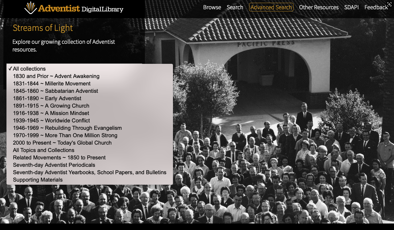 Seventh-day Adventist produced Adventist Digital Library.
